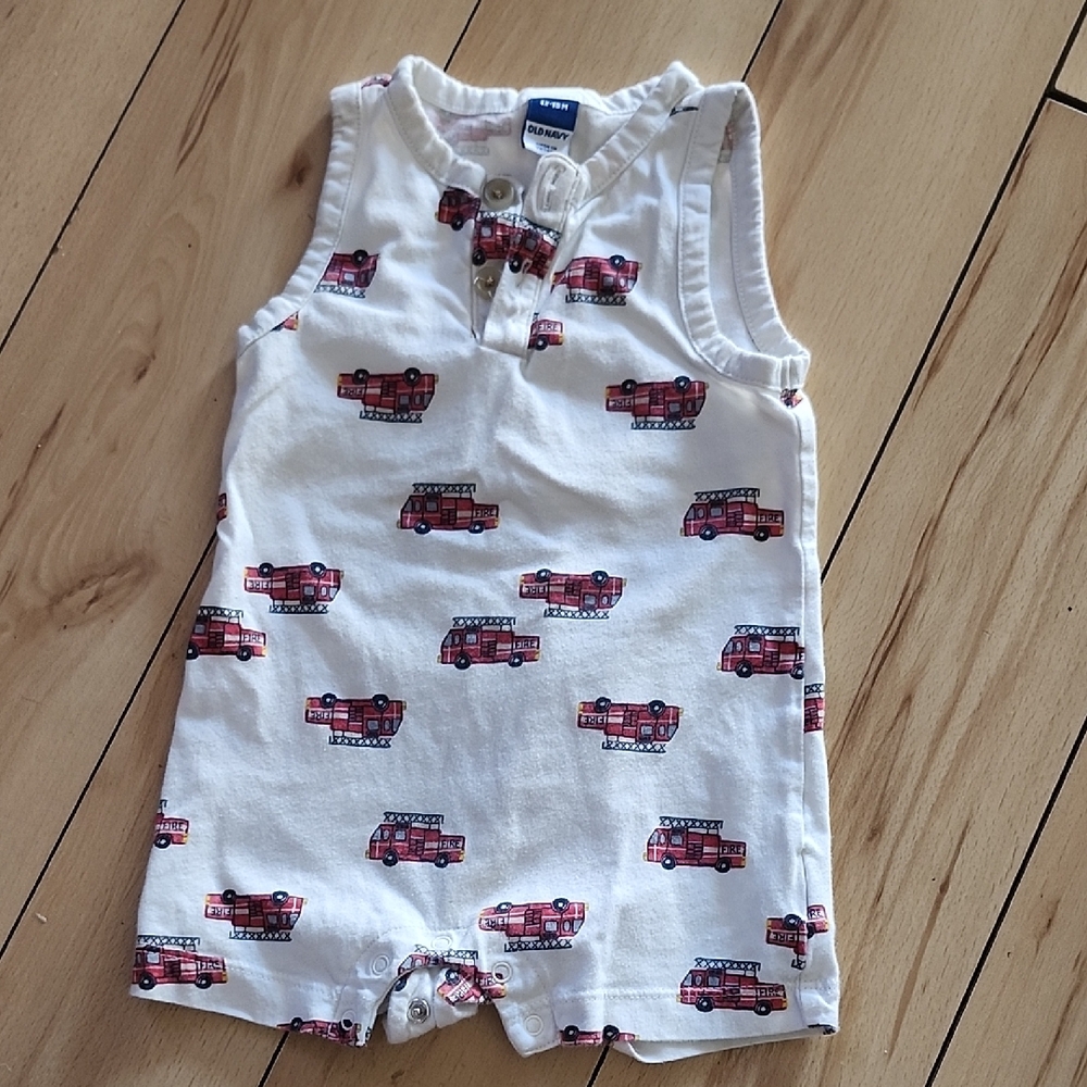 Old Navy White and Red Fire Truck One Piece